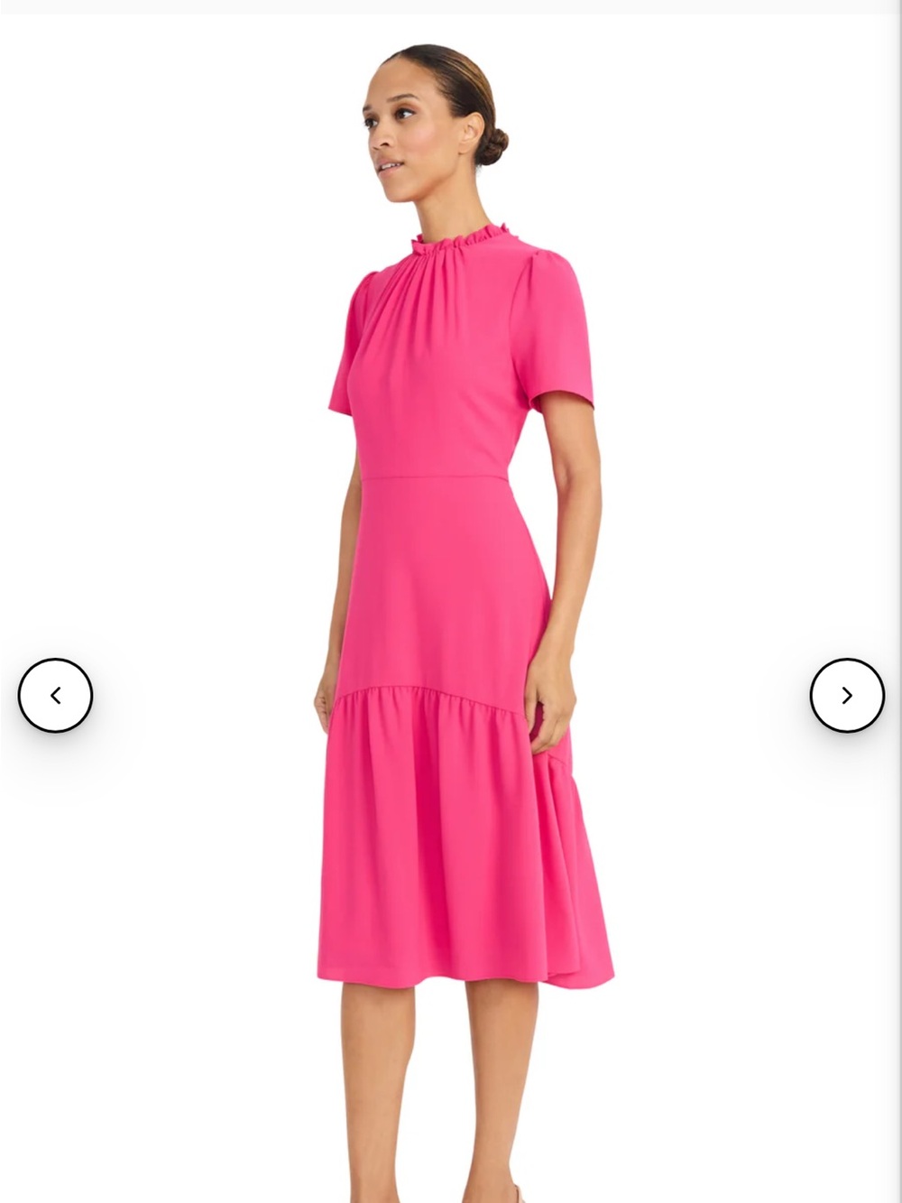 Maggy London Hot Pink Ruffle-Trim Midi Dress